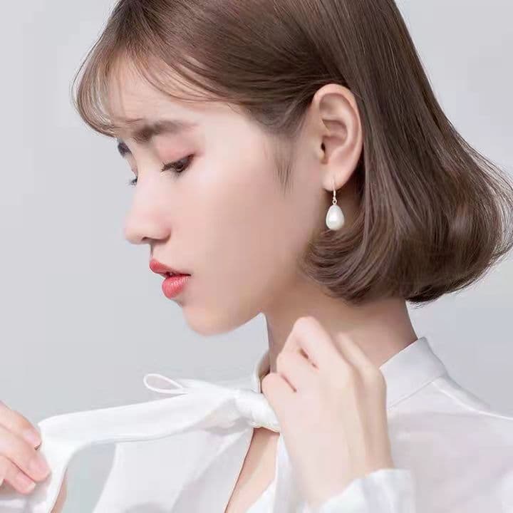 レディースピアス 天然淡水パール一粒揺れるフックピアス