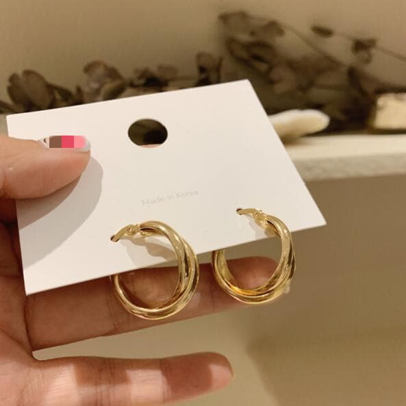 ピアスレディース 韓国風上品フープピアス 通勤お洒落アクセサリー