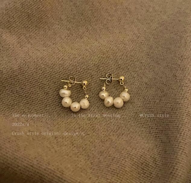 ピアスレディース 真珠フープフックピアス 上品な女性用アクセサリー