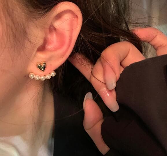 ピアスレディース 韓国風ハートパールスタッドピアス トレンド飾りアクセサリー