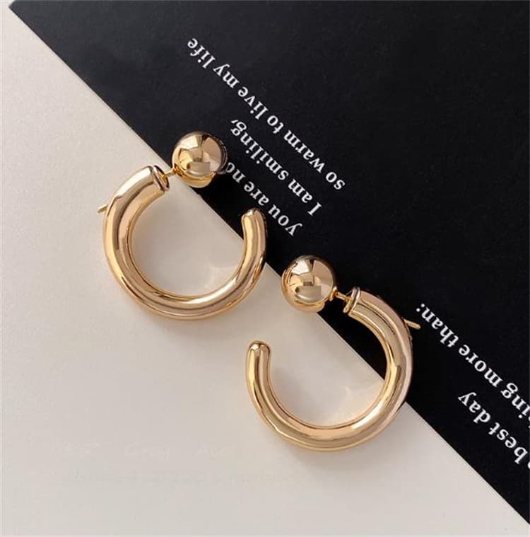 ピアスレディース 金色フープピアス 二通り着用 上品レトロ風デザイン