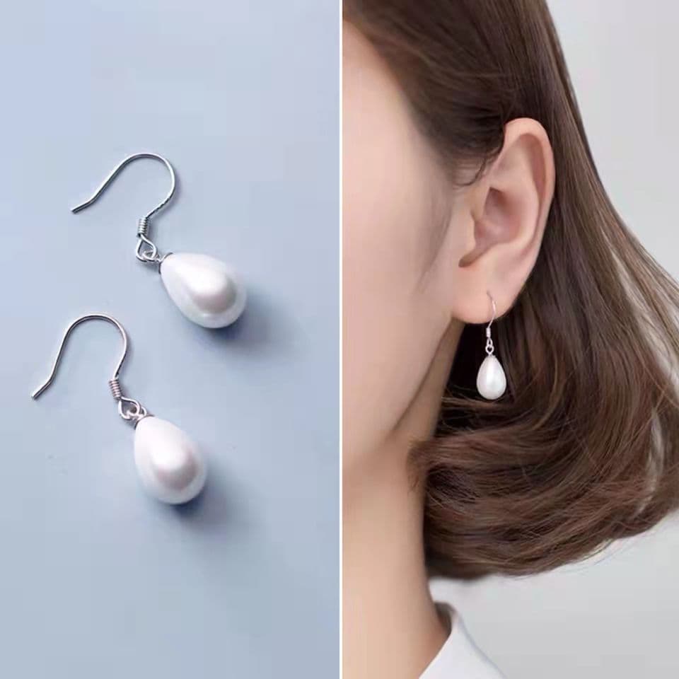 レディースピアス 天然淡水パール一粒揺れるフックピアス