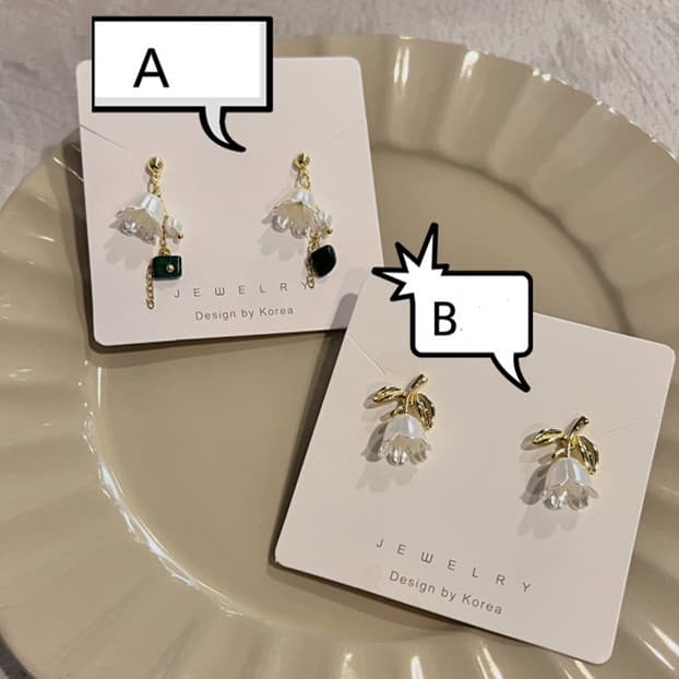 ピアスレディース フック式白花パール調ピアス 上品可愛い結婚式用