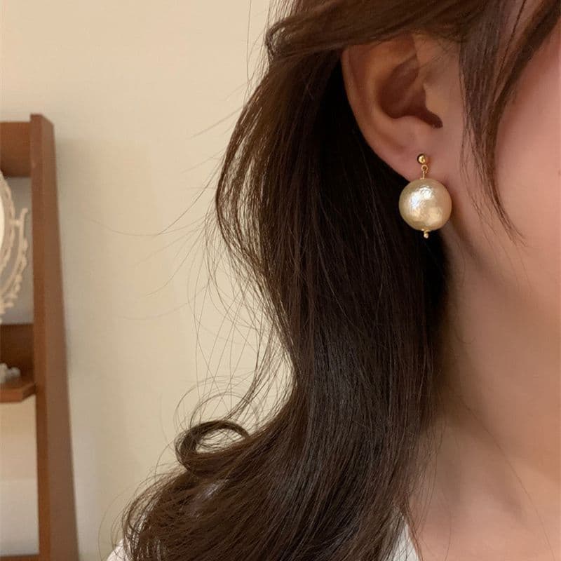 レディースピアス コットンパール風大粒玉スタッドピアス