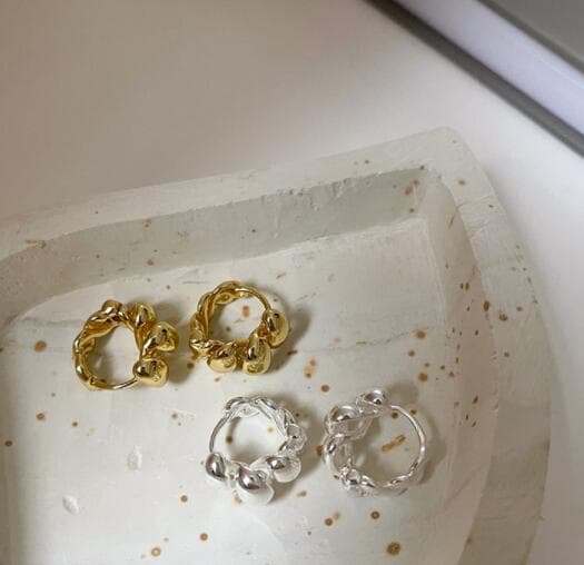 ピアスレディース 上品フープピアス 重ね付け風 金属製 復古調 女性用アクセサリー