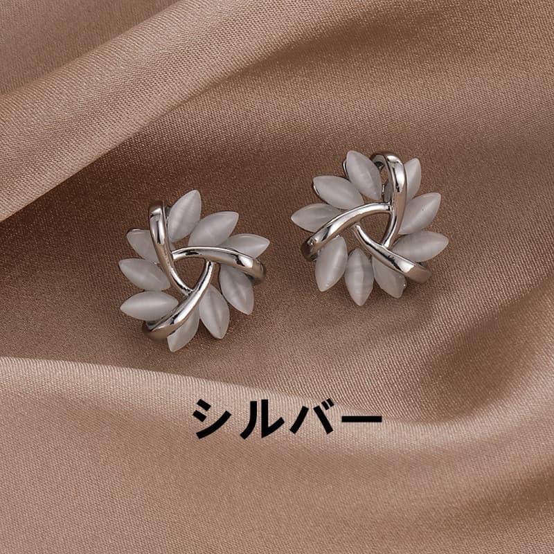 ピアスレディース 花モチーフ スタッドピアス 上品デザイン 立体リボン風