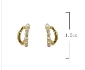 ピアスレディース 真珠装飾フープピアス 金属製レトロ風アクセサリー